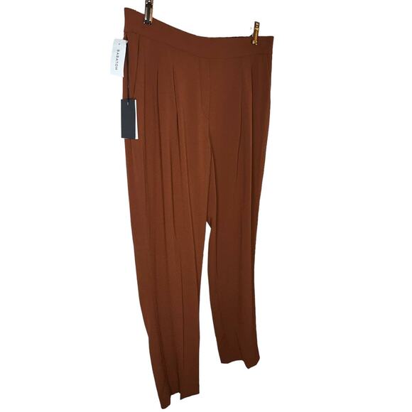 Aritzia Babaton NWT Cohen Mid Rise Slim Ankle Brown Paperbag Career Pants Size 8 - Picture 4 of 12